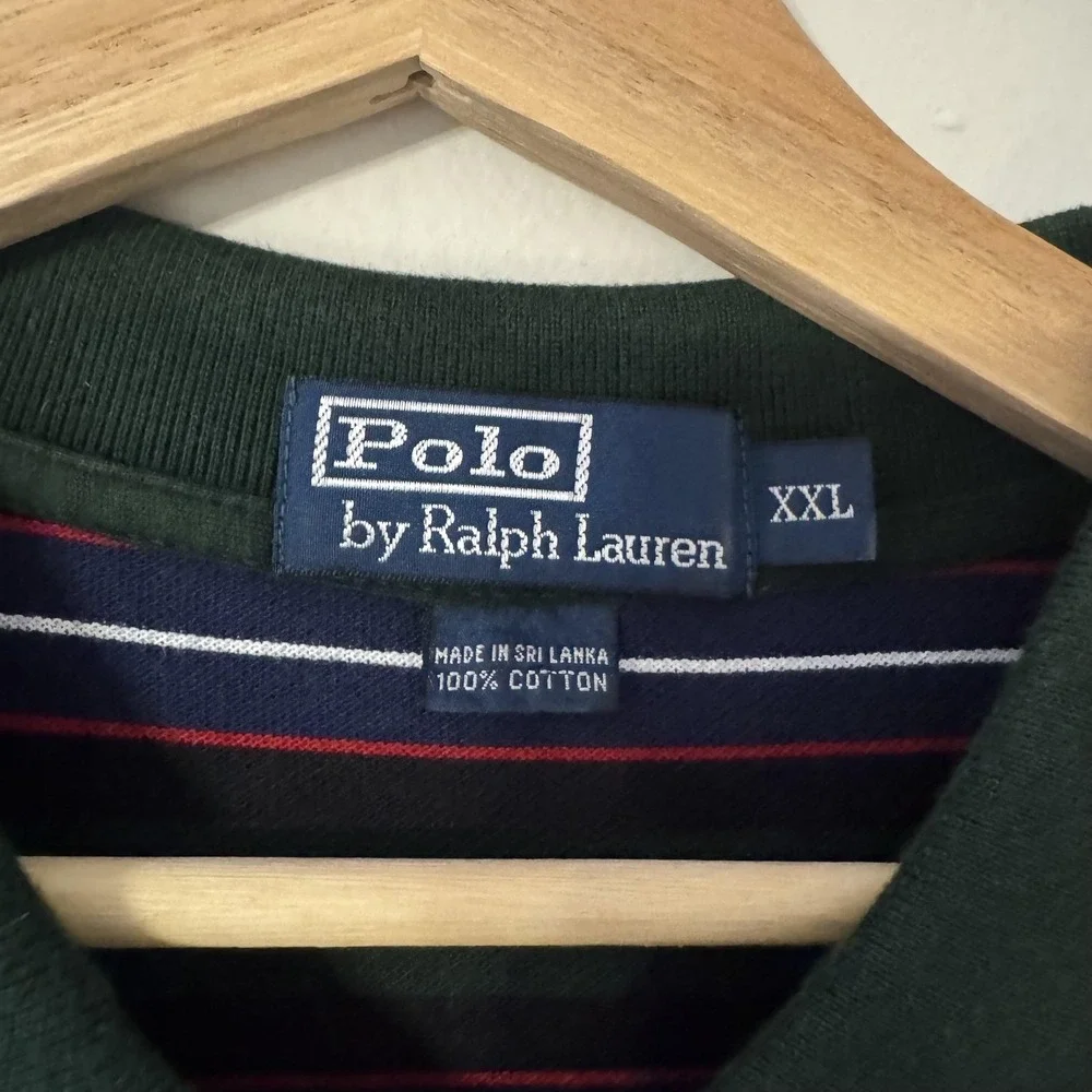 Polo Ralph Lauren Polo Shirt Mens 2XL Green Striped Short Sleeve Pony Logo
